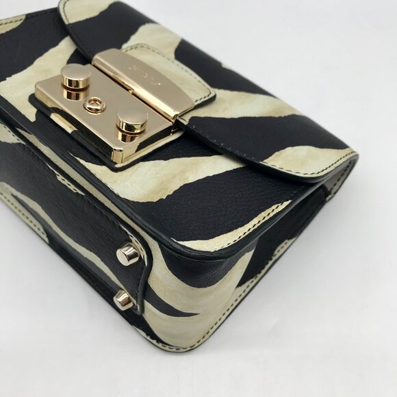 Furla Black Zebra Print Metropolis Crossbody Bag - Picture 7 of 11